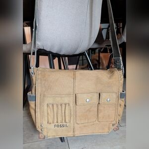 Fossil Tan Canvas Messenger Bag